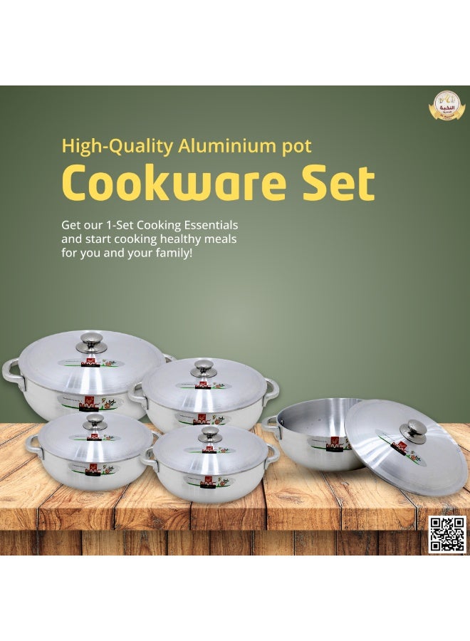 10 PCs Aluminium Cookware Set – Heavy-Gauge Durable Pots with Lids – Fast & Even Heating, Easy Clean & Rust-Resistant Design – Premium Kitchen Cookware for Everyday Cooking - Image 2