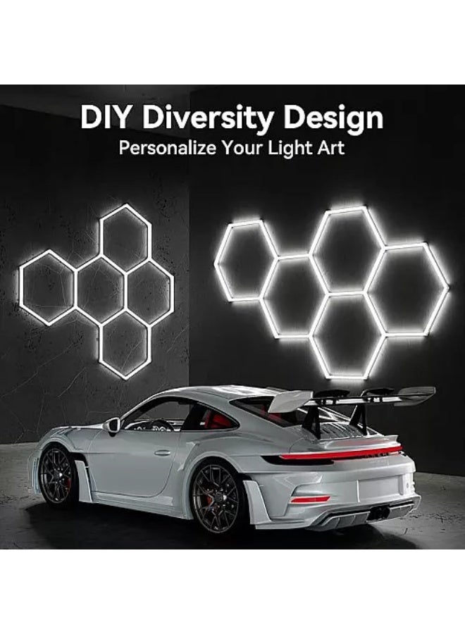 5-Grid Hexagon LED Garage Ceiling Light Kit - White Illumination (2.3m x 1.6m) - Image 3