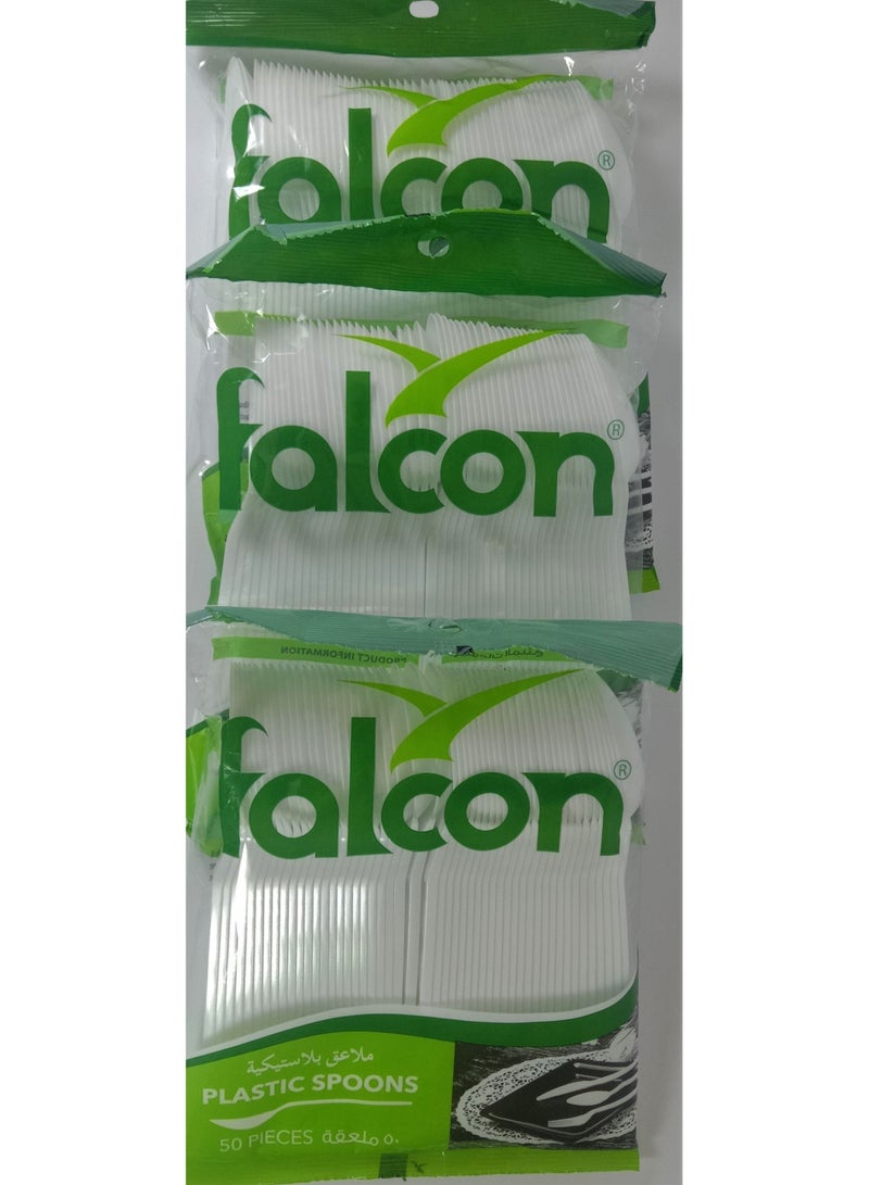 Falconpack Pack of 3 Falcon Plastic Spoon 50 Pieces in a Pack - Image 1