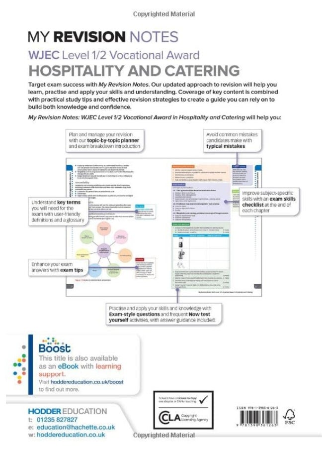 My Revision Notes: WJEC Level 1/2 Vocational Award in Hospitality and Catering, Second Edition  - Image 2