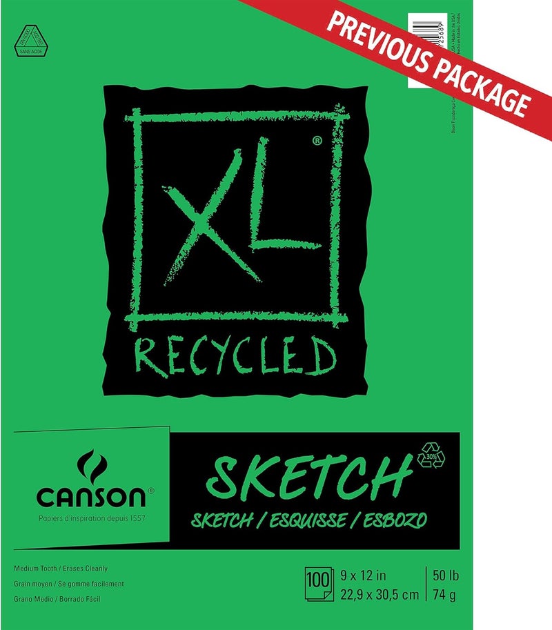 CANSON دفتر رسم كانسون XL سلسلة 9x12 بوصة 100 ورقة 50lb74g ورق فني للبالغين والطلاب قلم رصاص جرافيت وفحم وقلم رصاص ملون - Image 2