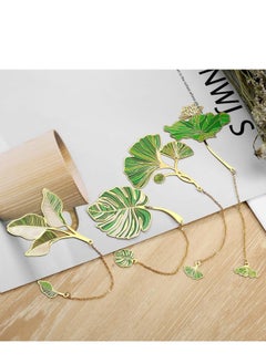 Generic 4 Pcs Leaf Bookmark with Tassel Pendant, Leaf Vein and Ginkgo Leaves Metal Bookmarks, Aesthetic Book Markers for Women, Book Lovers, Students, Teachers, School and Office Supplies  - Image 4