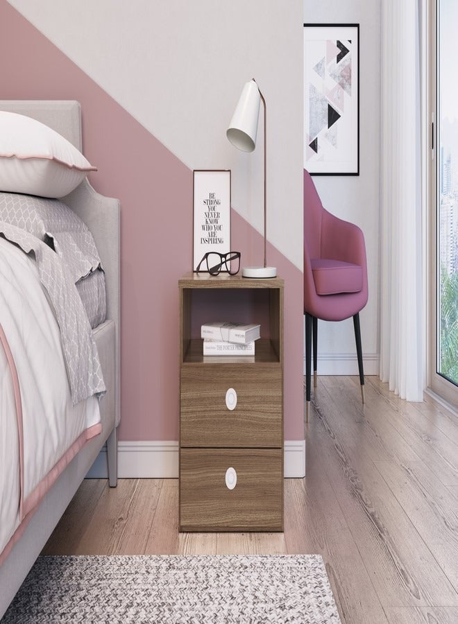 ارت ان  طاولة جانبية خشب مع ادراج لغرف النوم لون بني 46.4*37*.4*11 - Image 1