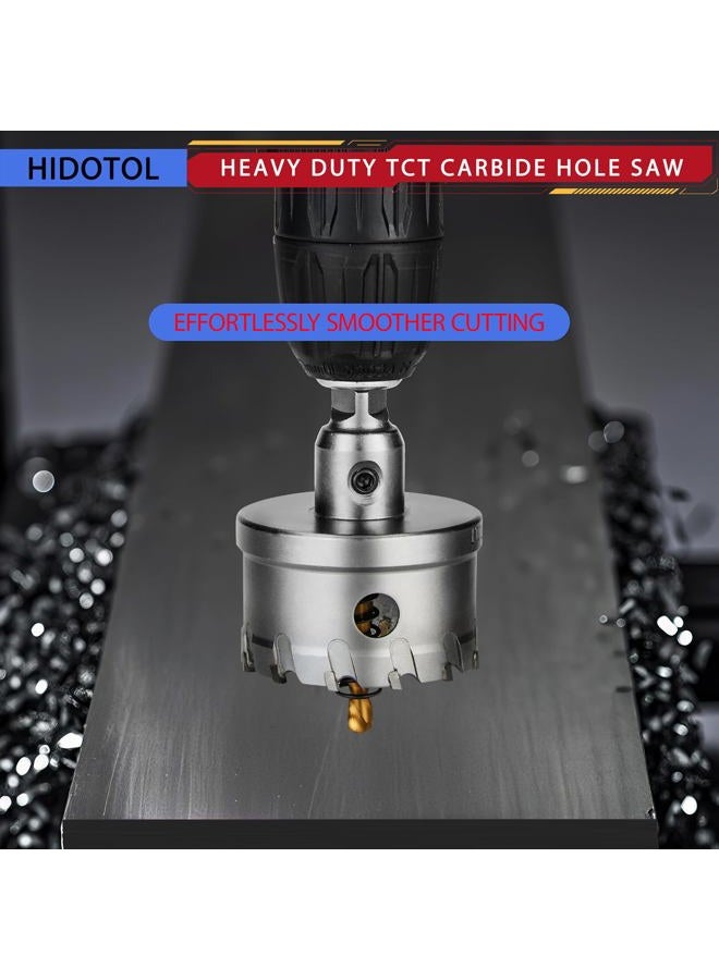 HIDOTOL 20PC TCT Carbide Hole Saw Kit 1/2" - 2-1/8" Tungsten Carbide Drill Bits Set with Titanium Pilot & L-Wrench, for Hard Metal Stainless Steel, Iron, Aluminum with Aluminium Case. - Image 4