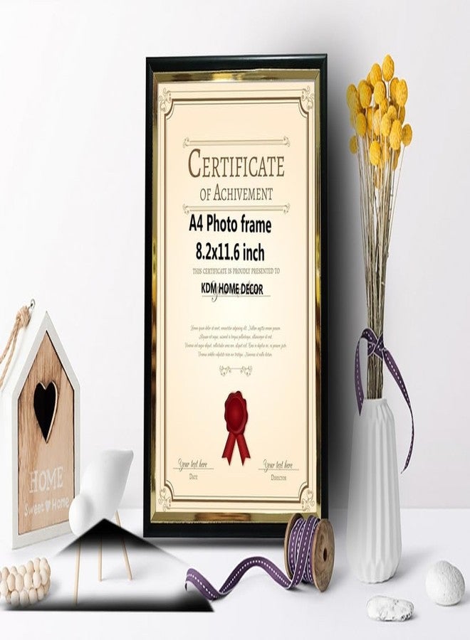 KDM HOME DECOR إطار صور وشهادات بحجم A4 من KDM HOME DECOR، مناسب لتزيين المنزل، غرفة المعيشة، المكتب، أو كهدية (8.2 × 11.6 بوصة)، تصميم منحني، لون أسود - Image 1