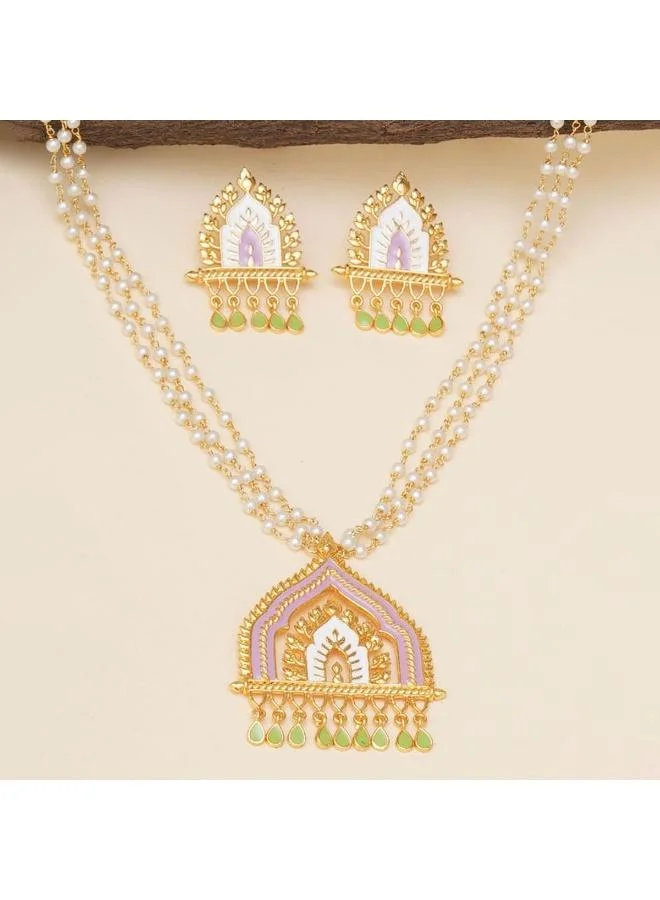 فويلا فويلا طقم مجوهرات معبد مطلي بزخارف ألوان احتفالية