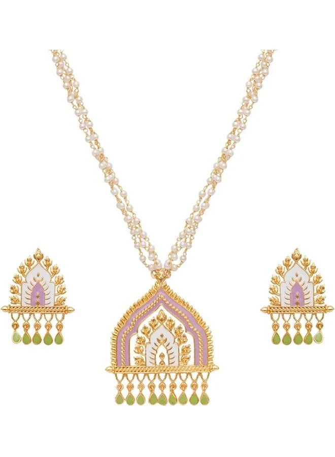 فويلا فويلا طقم مجوهرات معبد مطلي بزخارف ألوان احتفالية