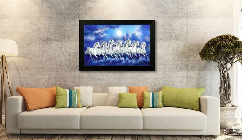 SAF لوحات SAF 7 خيل عداء فاستو مزخرفة بتقنية UV هدية منزلية لوحات مؤطرة 20 بوصة × 14 بوصة SANFH6783 - Image 2