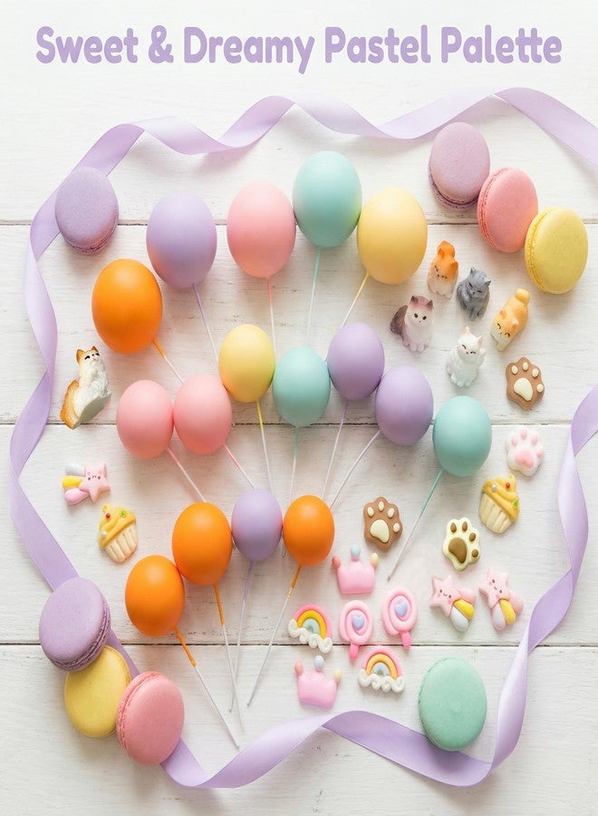 TSJ 49 Pcs Cat Cake Toppers Small Cat Figurines Colorful Ball Cake Decorations - Image 3