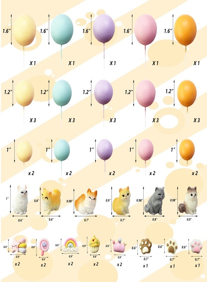 TSJ 49 Pcs Cat Cake Toppers Small Cat Figurines Colorful Ball Cake Decorations - Image 5