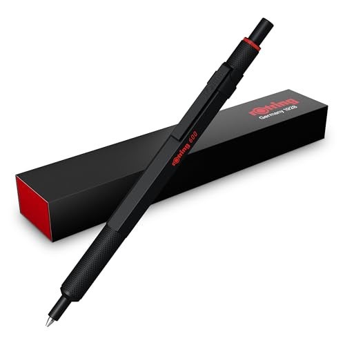 rOtring 600 Gel Pen Black Metal Body Pen Black Ink 055mm NonSlip Knurled Grip Hexagonal Barrel Refillable 1 Count Smooth Writing Stationary Desk Essentials - Image 1