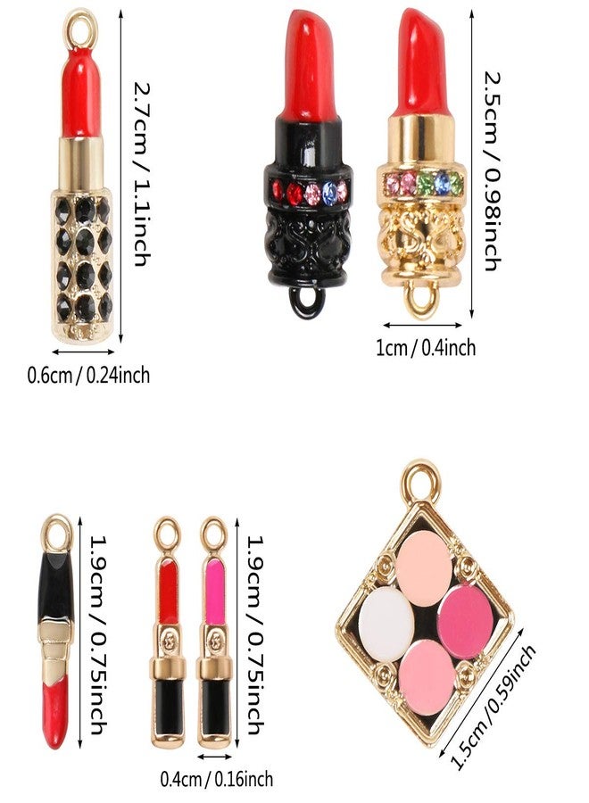 Kissbuty قلادات مكياج أحمر الشفاه كيسبيوتي 14 قطعة، سلسلة مفاتيح أحمر شفاه موضة مختلطة من المينا للنساء لصنع المجوهرات اليدوية - Image 2