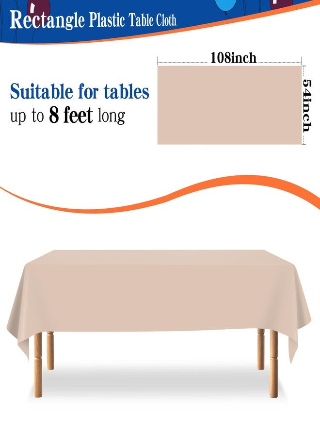 YSYJ 12 Pack Beige 54 x 108 Inch Disposable Plastic Tablecloths Rectangular Table Cloth Plastic Table Cover for Parties - Image 2