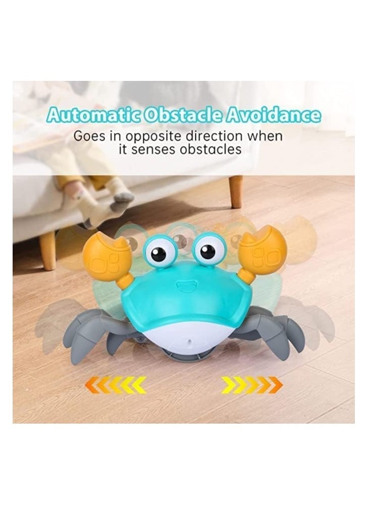 ELTRAZONE Green Crawling Crab Baby Toy – Musical Moving Crab for Infants 3-12 Months & Toddlers 0-36 Months – Interactive Learning Toy with Smart Obstacle Avoidance & Crawl Training – Fun Birthday Gift for Boys & Girls – USB Rechargeable - Image 2