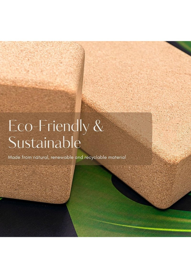 SYOSI Cork Yoga Blocks, 2 Pack Yoga Blocks Natural Cork, High Density Yoga Block with Non Slip Surface, Lightweight and Moisture - Proof Cork Block, Perfect Yoga Accessories for Men and Women  - Image 2