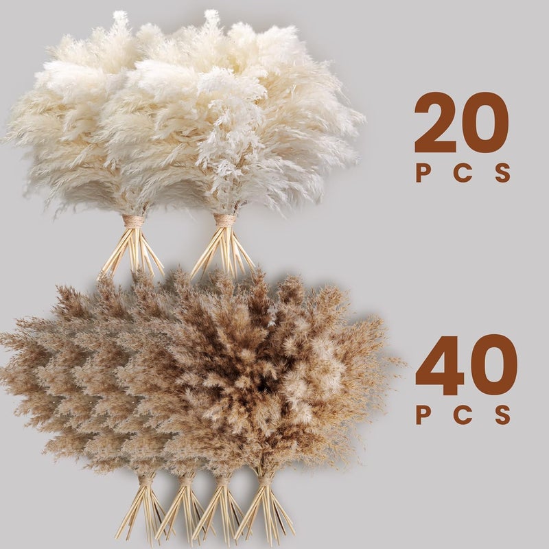 Kocat 60 PCS Boho Decor, Fluffy Pompas Grass, Natural Dry Pampas Grass Small, Short Pampass Bulk for Boho Room Decor, Coffee Table Decor (17 inch ) - Image 2