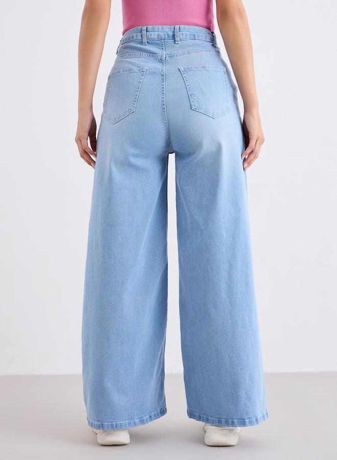 ستايلي جينز واسع بخصر مرتفع ويوك - Image 4