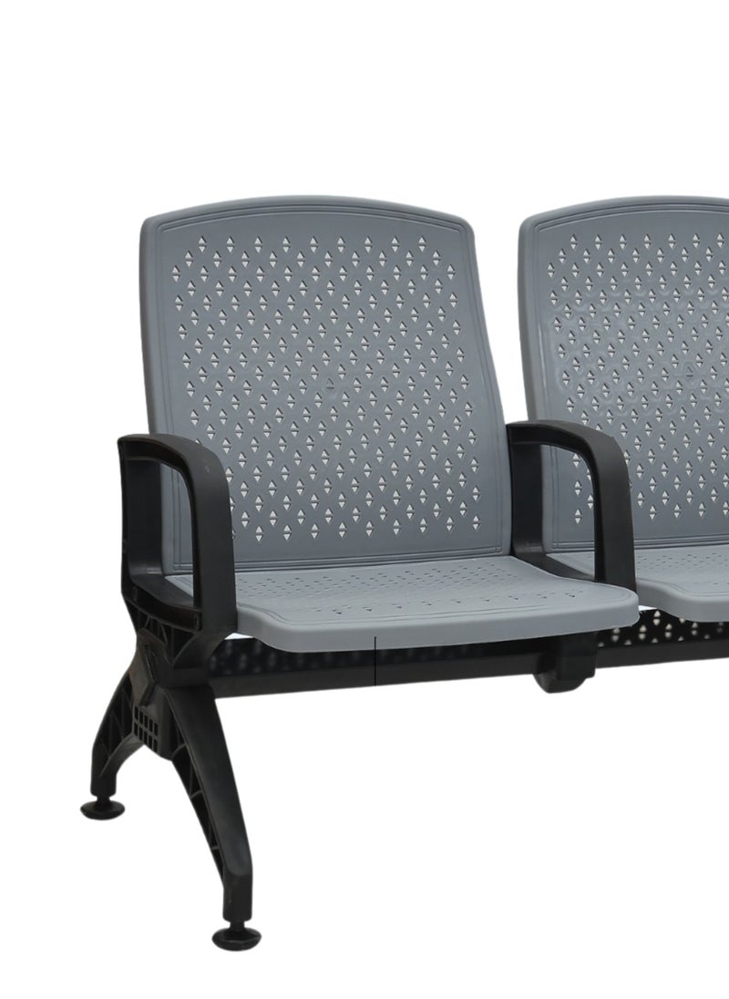 KARNAK Karnak Three Seater Plastic Office Bench For Airport Waiting & Reception Chair, Office, Clinics Dental, And Hospitals Easy to Clean Visitor Chair Color GREY  - Image 2