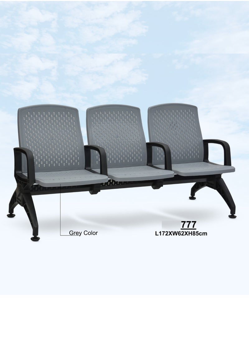 KARNAK Karnak Three Seater Plastic Office Bench For Airport Waiting & Reception Chair, Office, Clinics Dental, And Hospitals Easy to Clean Visitor Chair Color GREY  - Image 3