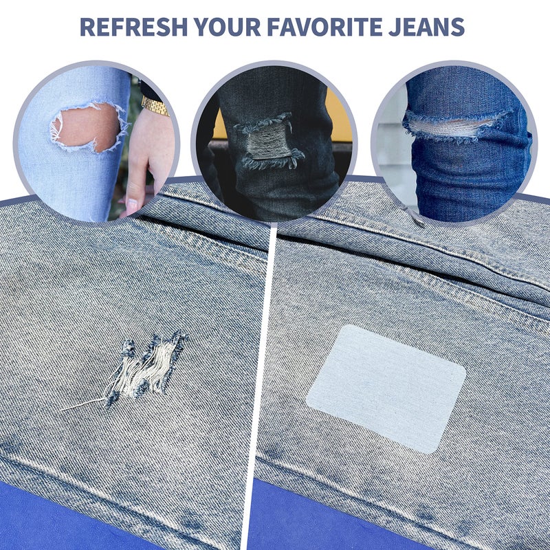 KING MOUNTAIN Iron-on Repair Patch,3"x60"100% Cotton Denim Iron-on Repair Patch, Jeans and Clothing Repair and Decoration Kit (Sky Blue) - Image 4