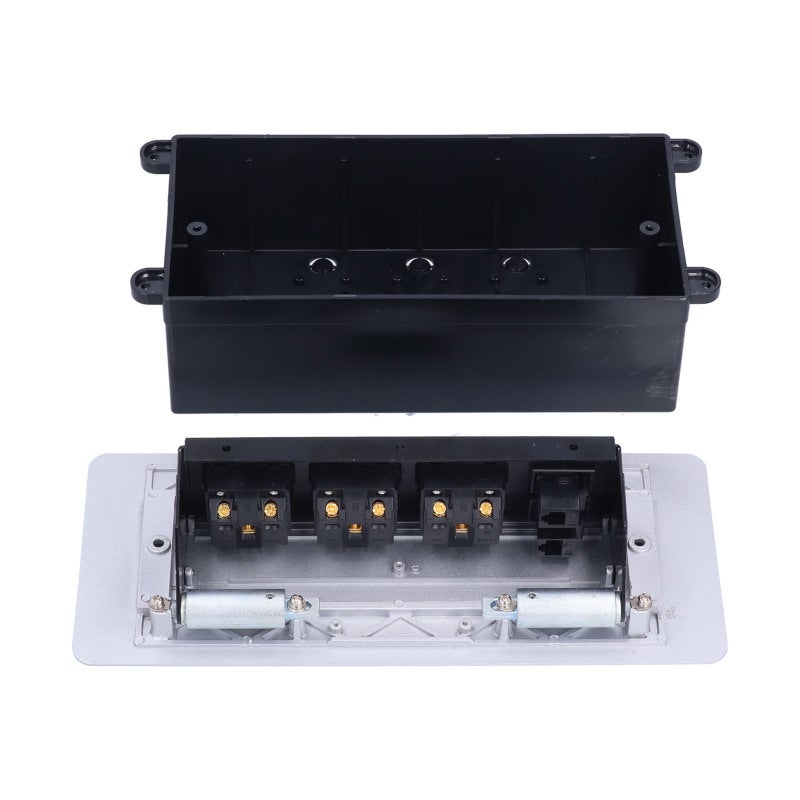 Floor Electrical Socket: Aluminum Alloy Panel Flame Retardant PC - Multifunctional 3 Hole Computer Telephone Interface Embedded Outlet for Business Office Building Office Desk - Image 1