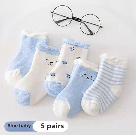 2023 Spring Autumn Kids Warm Cotton Socks Blue baby 