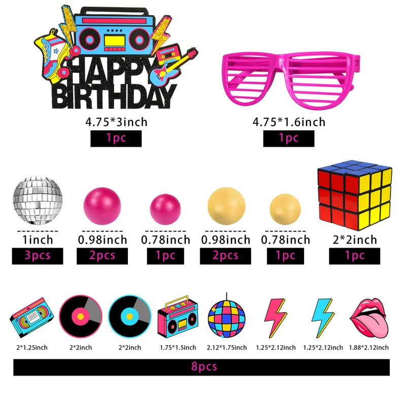 DRWATE 20 PCS 80s 90s Cake Toppers Retro Hip Hop Cake Decorations for Born in the 80's 90â€™s Decade Throwback Decorations Supplies (style 1) - Image 2