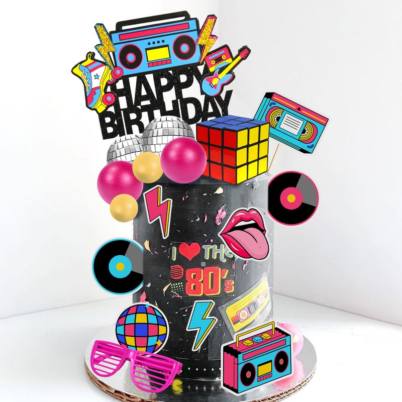 DRWATE 20 PCS 80s 90s Cake Toppers Retro Hip Hop Cake Decorations for Born in the 80's 90â€™s Decade Throwback Decorations Supplies (style 1) - Image 3