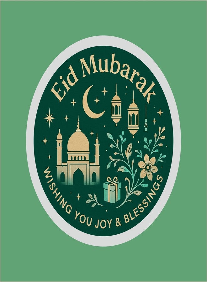 MUDRAK PRINTS Eid Mubarak/Happy Eid/Eid Stickers Mosque Silhouette and Round Shape, 2 inch, 3 Beautiful Designs Mix, Pre-Cut Vinyl Labels for Gifts and Decorations by- Mudrak Prints (120) - Image 2