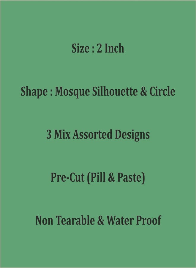 MUDRAK PRINTS Eid Mubarak/Happy Eid/Eid Stickers Mosque Silhouette and Round Shape, 2 inch, 3 Beautiful Designs Mix, Pre-Cut Vinyl Labels for Gifts and Decorations by- Mudrak Prints (120) - Image 5