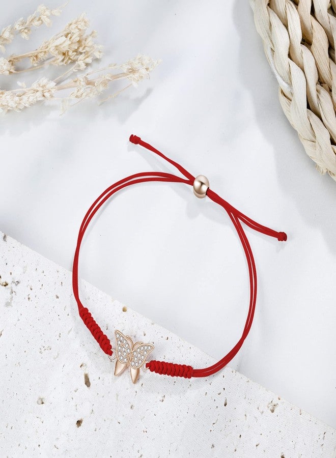 JENDEAR SHINE Butterfly Bracelet for Women, Hand Braided Rope Zirconia Charm Bracelet, Mother's Day Birthday Gifts For Wife Mom Ladies - Image 4