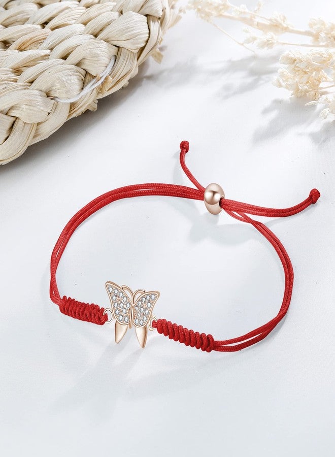 JENDEAR SHINE Butterfly Bracelet for Women, Hand Braided Rope Zirconia Charm Bracelet, Mother's Day Birthday Gifts For Wife Mom Ladies - Image 5