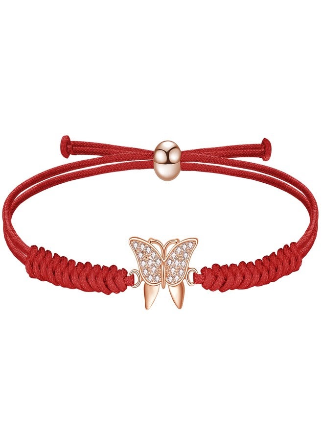 JENDEAR SHINE Butterfly Bracelet for Women, Hand Braided Rope Zirconia Charm Bracelet, Mother's Day Birthday Gifts For Wife Mom Ladies - Image 1
