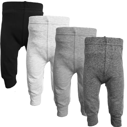 123 Bear Infant and Toddler Soft Cotton Spandex Boys and Girls Pants Multipacks (Black 2, Newborn) - Image 1