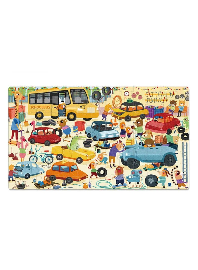 MiDeer صندوق الألغاز للمرآب للأطفال - 104 قطعة لغز أرضي للأعمار من 4 سنوات فما فوق - لغز تعليمي للمركبات والحيوانات - 76 × 40 سم مع حقيبة حمل - Image 5