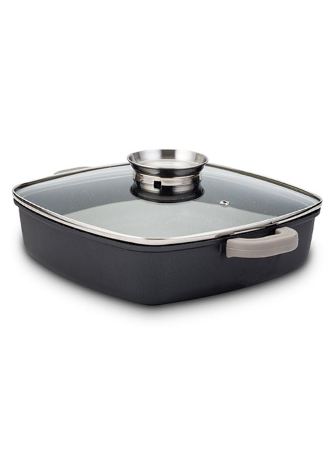 NAVA Die Cast Square Low Casserole-Roaster "Funtzio" With Nonstick Stone Coating -Black - Image 1