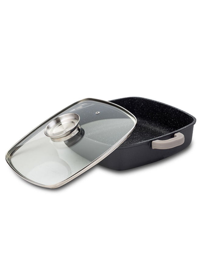 NAVA Die Cast Square Low Casserole-Roaster "Funtzio" With Nonstick Stone Coating -Black - Image 2