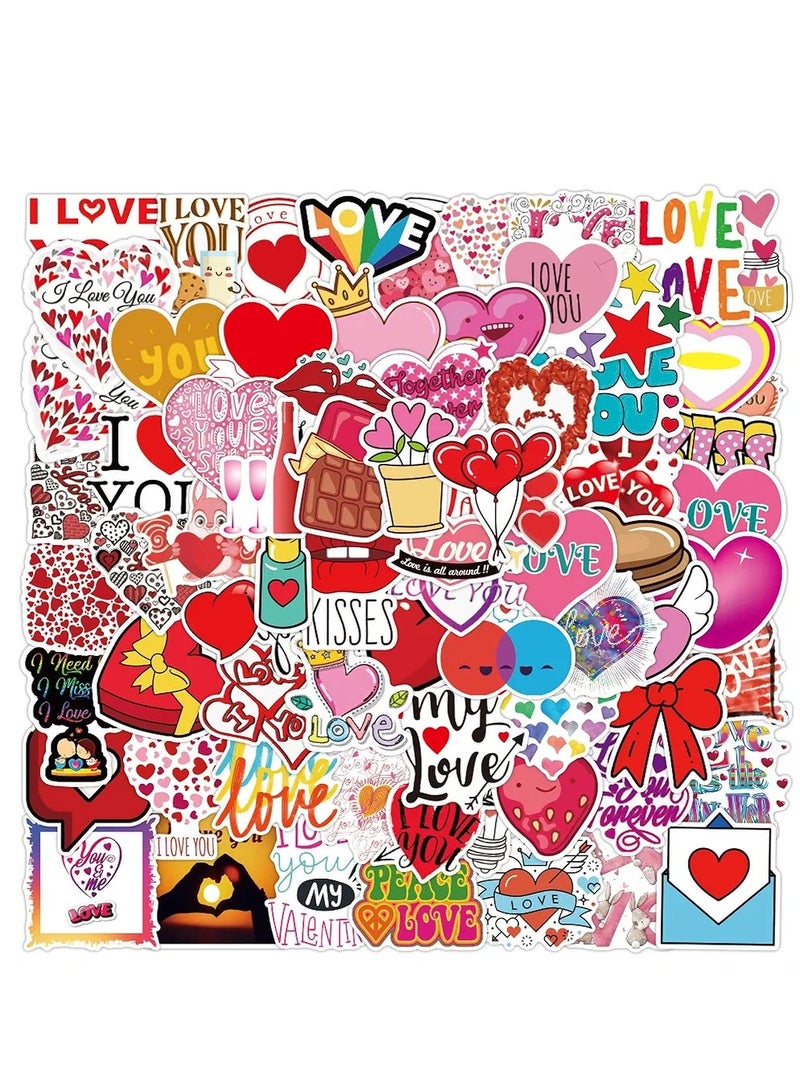 100 pcs Valentine Stickers, I Love You Heart Romantic Stickers,  Valentines Day Stickers for Water Bottles Laptop Scrapbook Phone Gift Boxes Valentine's Day Party Supplies - Image 1