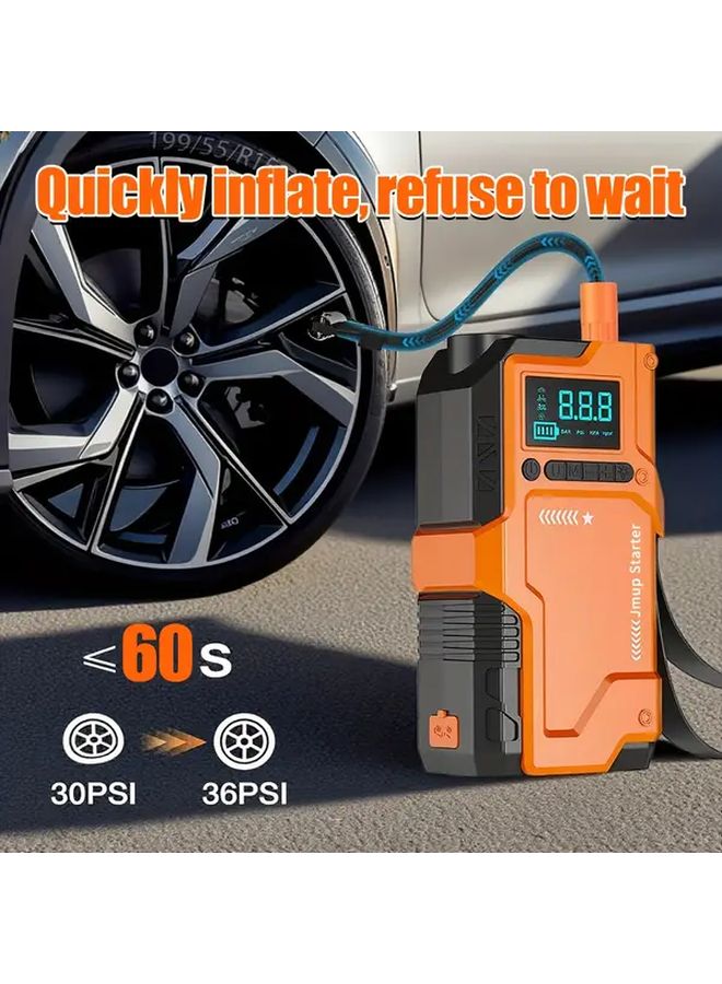 9 In 1 Multifunction Starter With Air Compressor Heavy Duty Car Battery Jump Starter Kit - Image 1