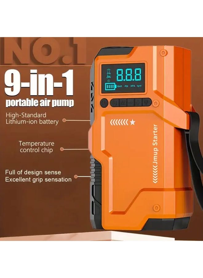 9 In 1 Multifunction Starter With Air Compressor Heavy Duty Car Battery Jump Starter Kit - Image 5