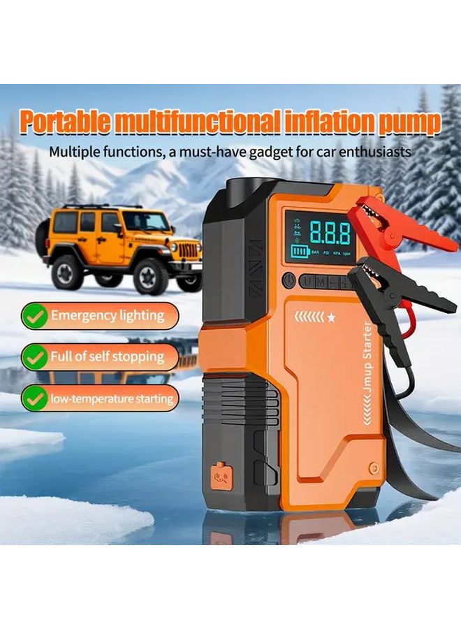 9 In 1 Multifunction Starter With Air Compressor Heavy Duty Car Battery Jump Starter Kit - Image 3