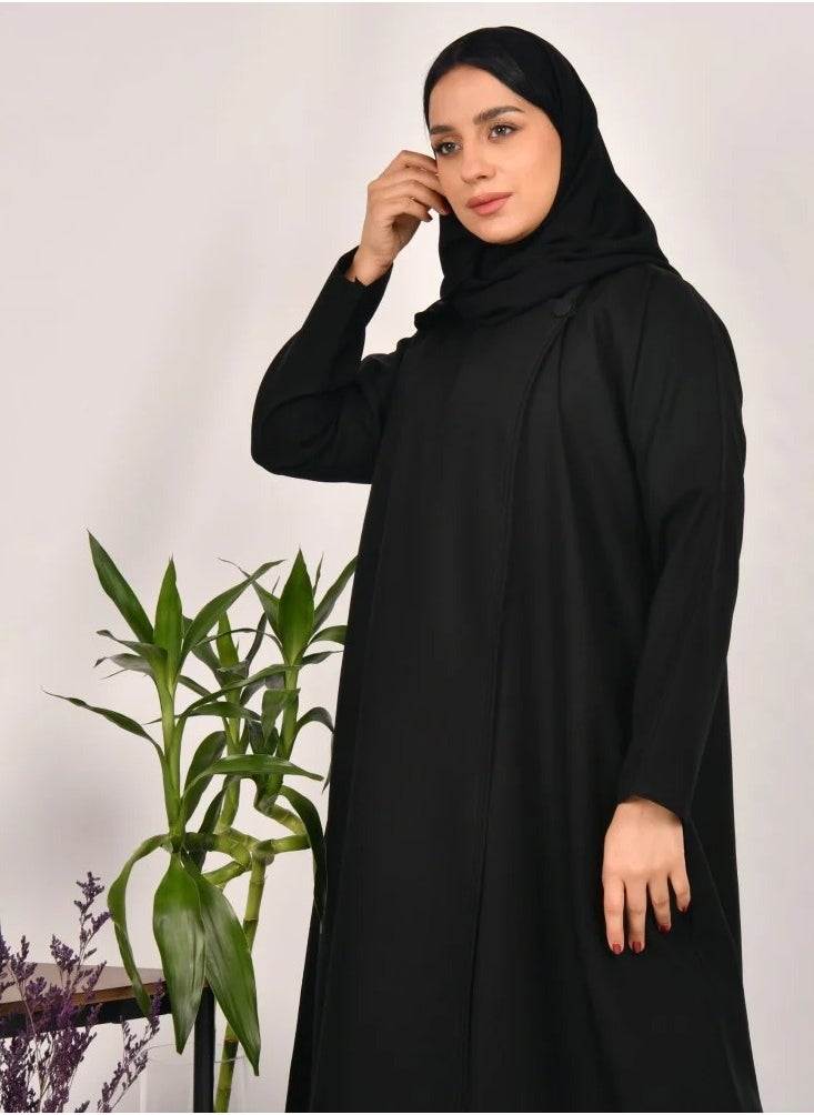 عبايات لمحة - عباية خاء بتصميم زر جانبي - Image 1