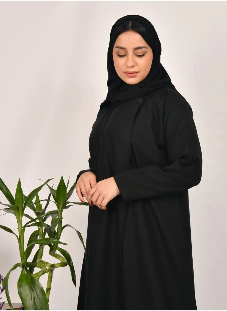 عبايات لمحة - عباية خاء بتصميم زر جانبي - Image 1