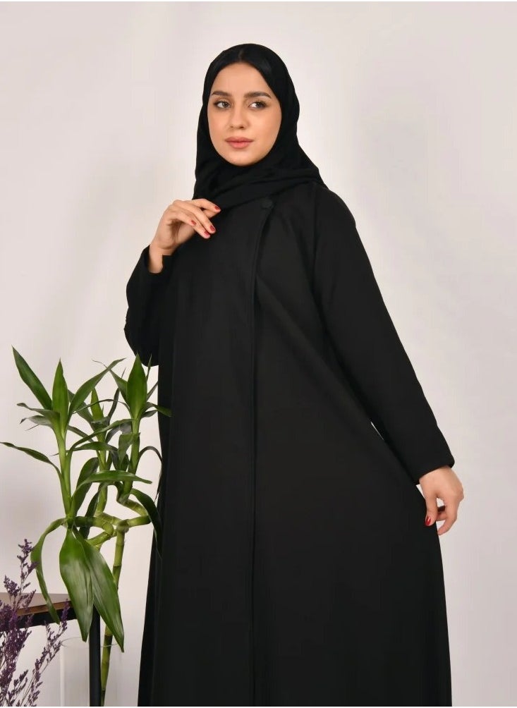 عبايات لمحة - عباية خاء بتصميم زر جانبي - Image 1