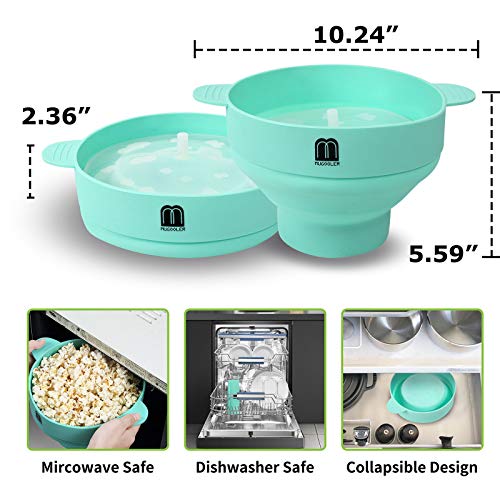M MUGOOLER MMUGOOLER Original Microwave Popcorn Popper Silicone Popcorn Maker, Collapsible Bowl with Lid, Without BPA and Dishwasher Safe, Quick & Easy(Blue) - Image 3