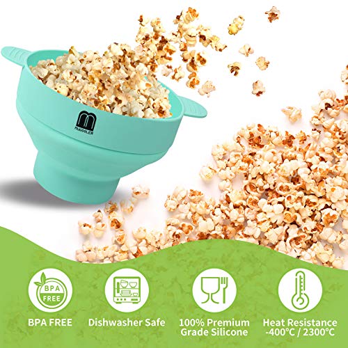 M MUGOOLER MMUGOOLER Original Microwave Popcorn Popper Silicone Popcorn Maker, Collapsible Bowl with Lid, Without BPA and Dishwasher Safe, Quick & Easy(Blue) - Image 2