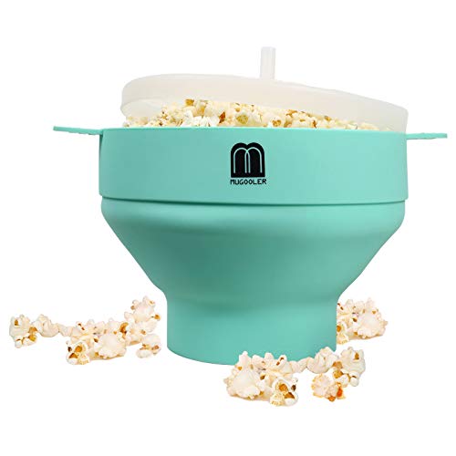 M MUGOOLER MMUGOOLER Original Microwave Popcorn Popper Silicone Popcorn Maker, Collapsible Bowl with Lid, Without BPA and Dishwasher Safe, Quick & Easy(Blue) - Image 1