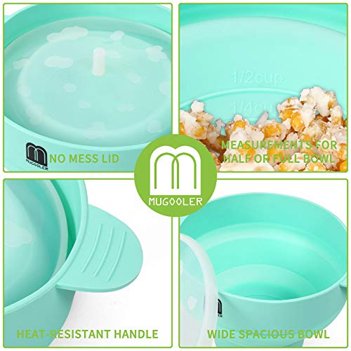M MUGOOLER MMUGOOLER Original Microwave Popcorn Popper Silicone Popcorn Maker, Collapsible Bowl with Lid, Without BPA and Dishwasher Safe, Quick & Easy(Blue) - Image 4
