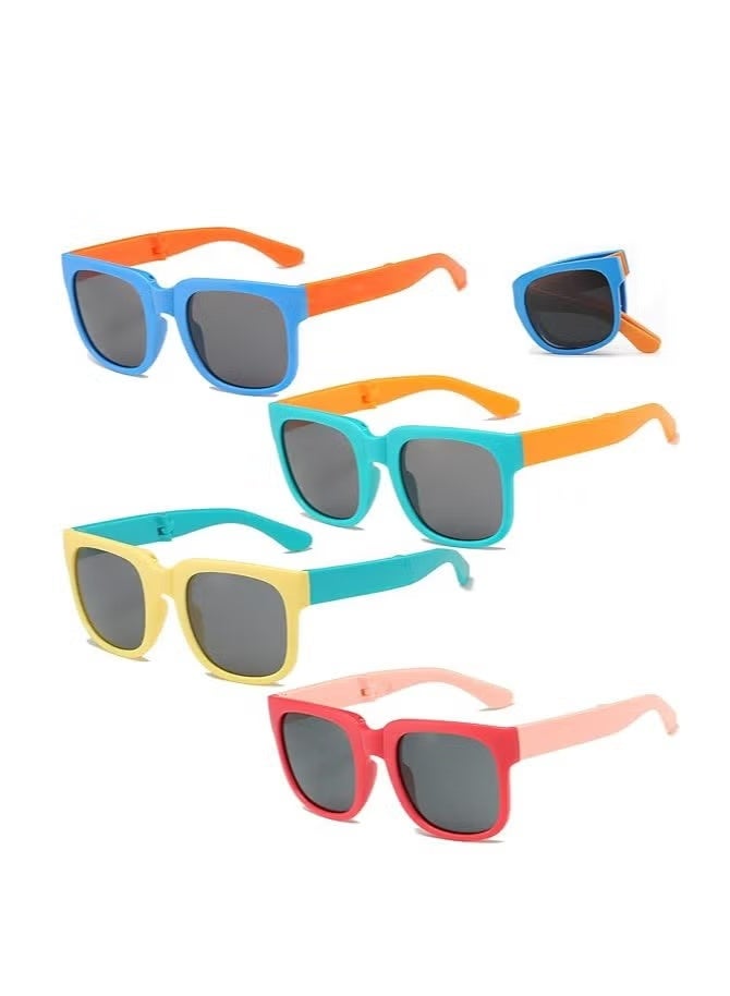 GIFT 4 Pack Kids Sunglasses, Kids Polarized Sunglasses with Foldable Toddler Sunglasses & UV400 Polarized Protection,Scratch-Resistant Travel-Ready Design for Outdoor, Beach & Everyday Wear - Image 1