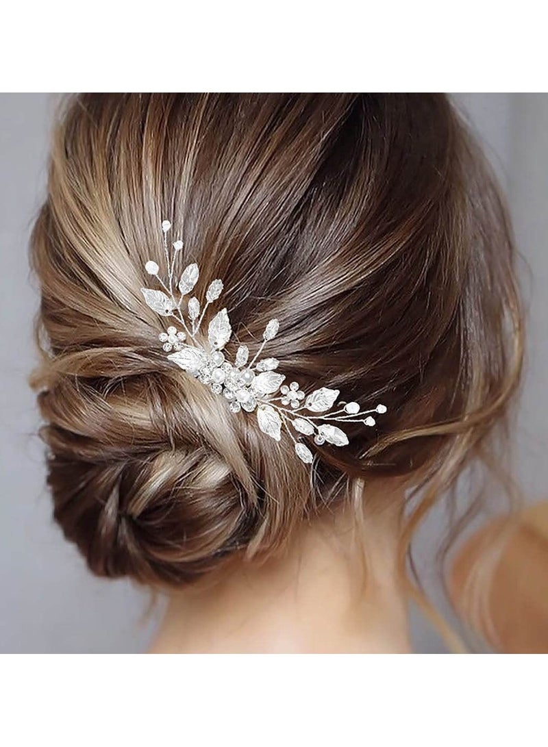 Harse Bride Crystal Wedding Hair Comb – Silver Rhinestone Bridal Headpiece, Elegant Hair Accessories for Women and Girls (Silver) - Image 1